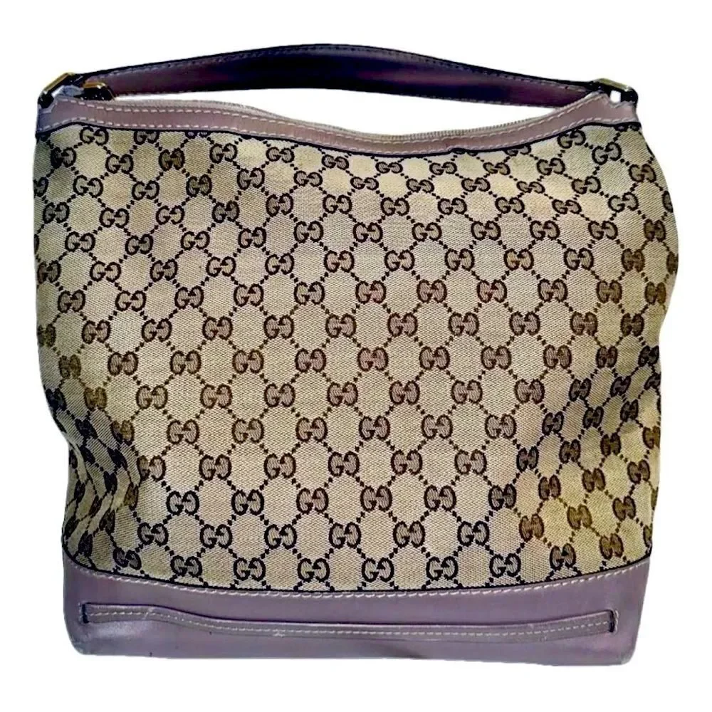 Gucci Mayfair lavender leather gg canvas hobo